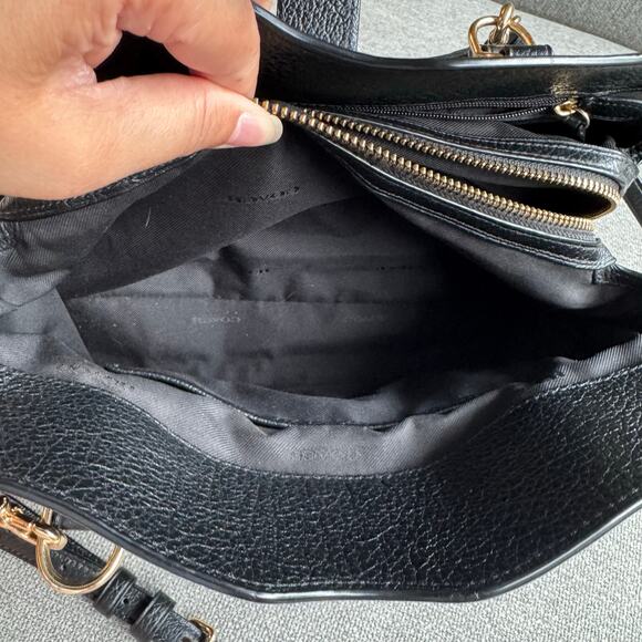 COACH Womens Mercer Satchel Hand Shoulder Bag Black Grain Leather Gold Turn Lock - Picture 14 of 16